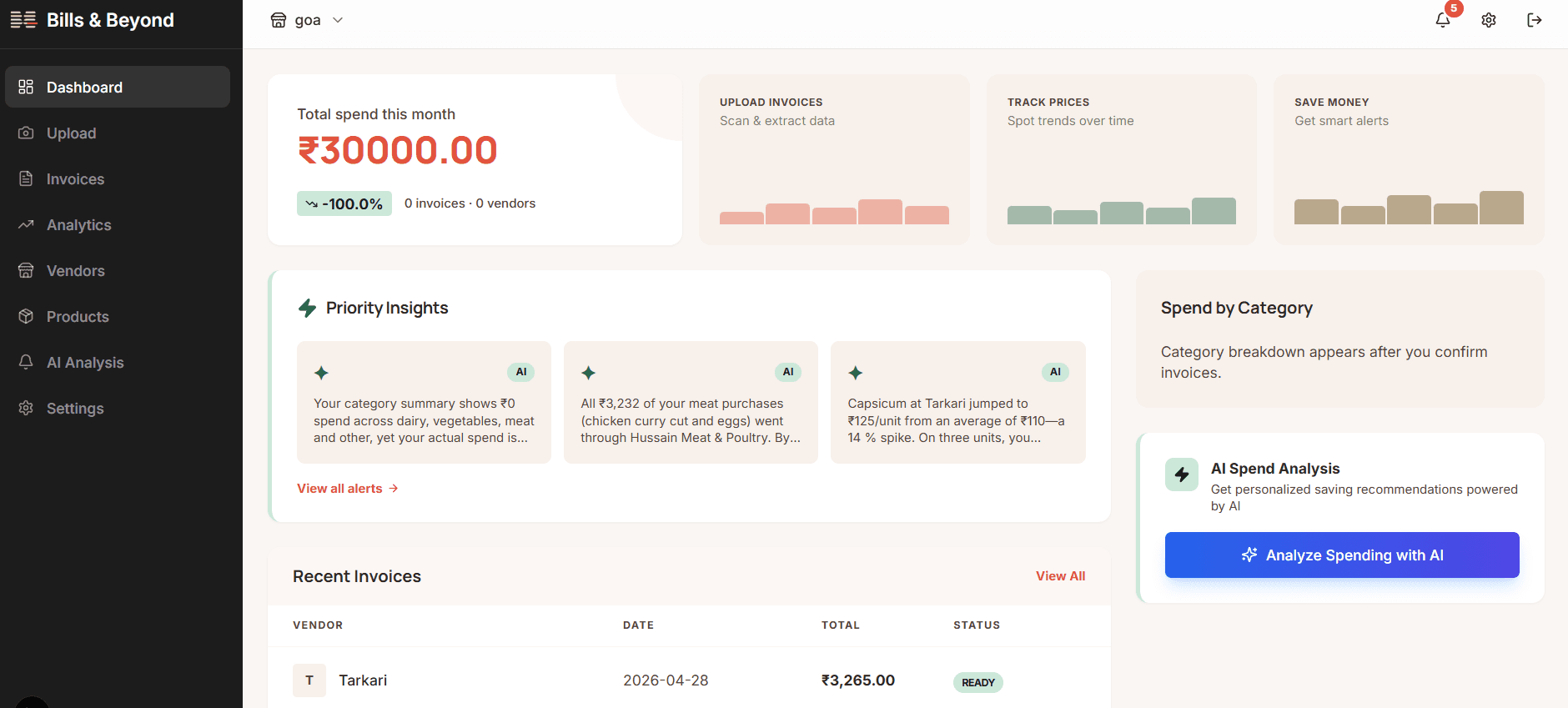 Bills & Beyond Dashboard